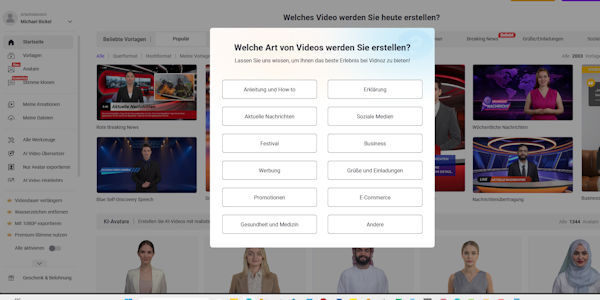 Vidnoz AI - select template